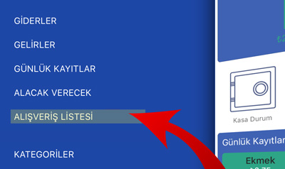 Hesabım Cebimde Alışveriş Listesini Açma