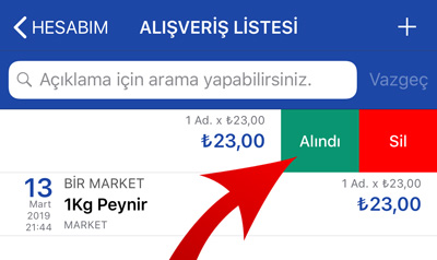 Hesabım Cebimde Alındı Olarak Kaydetme