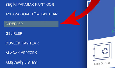 Hesabım Cebimde Giderler Penceresini Açma