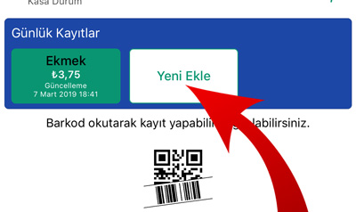 Hesabım Cebimde Yeni Günlük Kayıt Ekleme