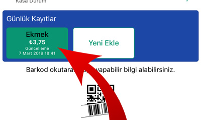 Hesabım Cebimde Günlük Kaydı Seçme