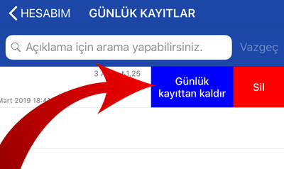 Hesabım Cebimde Günlük Kayıtları Yönetme