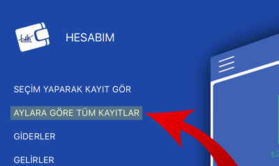 Hesabım Cebimde Yıllar ve Aylara Göre Durum Penceresini Açma