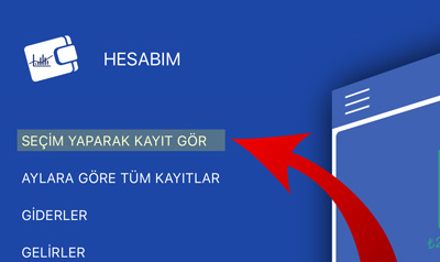 Hesabım Cebimde Seçim Penceresini Açma